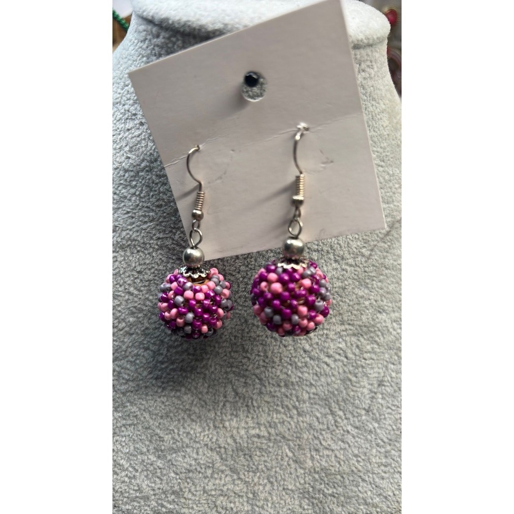 #38. Beaded Orb Dangle Earrings.